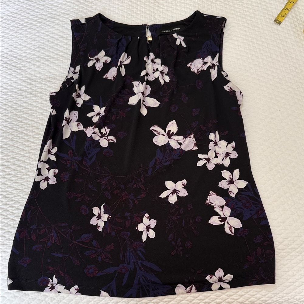Ivanka Trump Black and Purple Floral Blouse